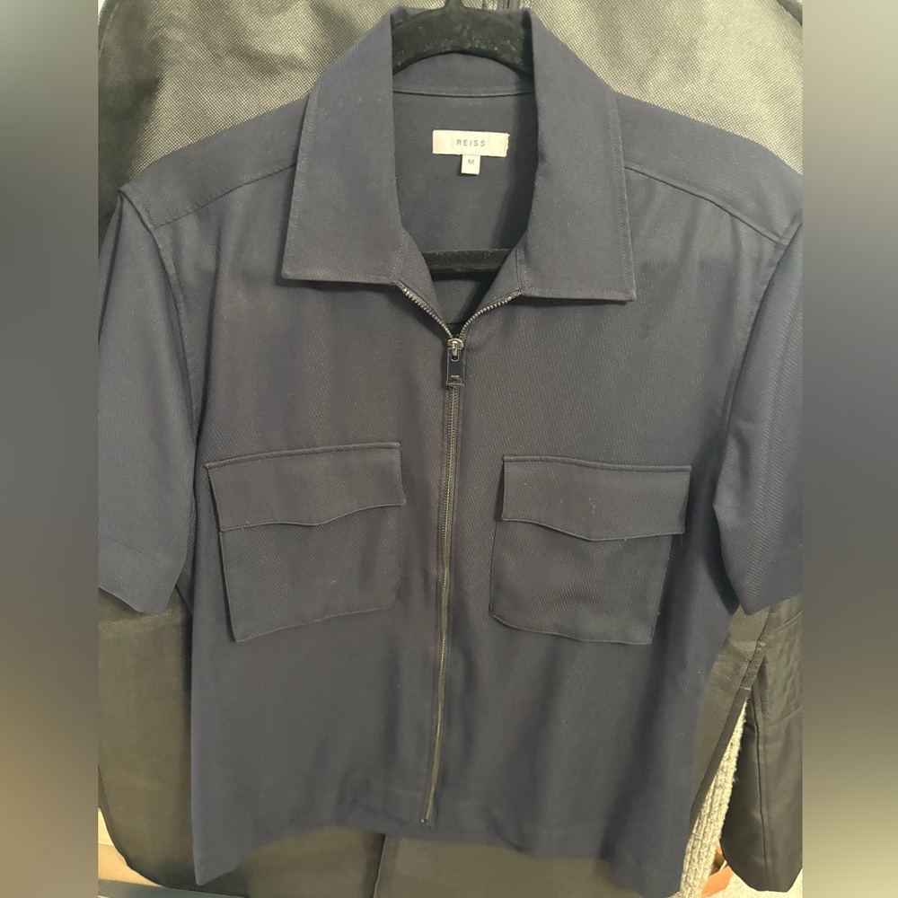 Reiss Short Sleeve Zip-Up Shirt Jacket